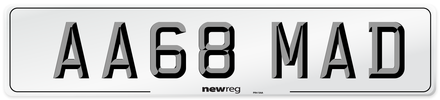 AA68 MAD Number Plate from New Reg